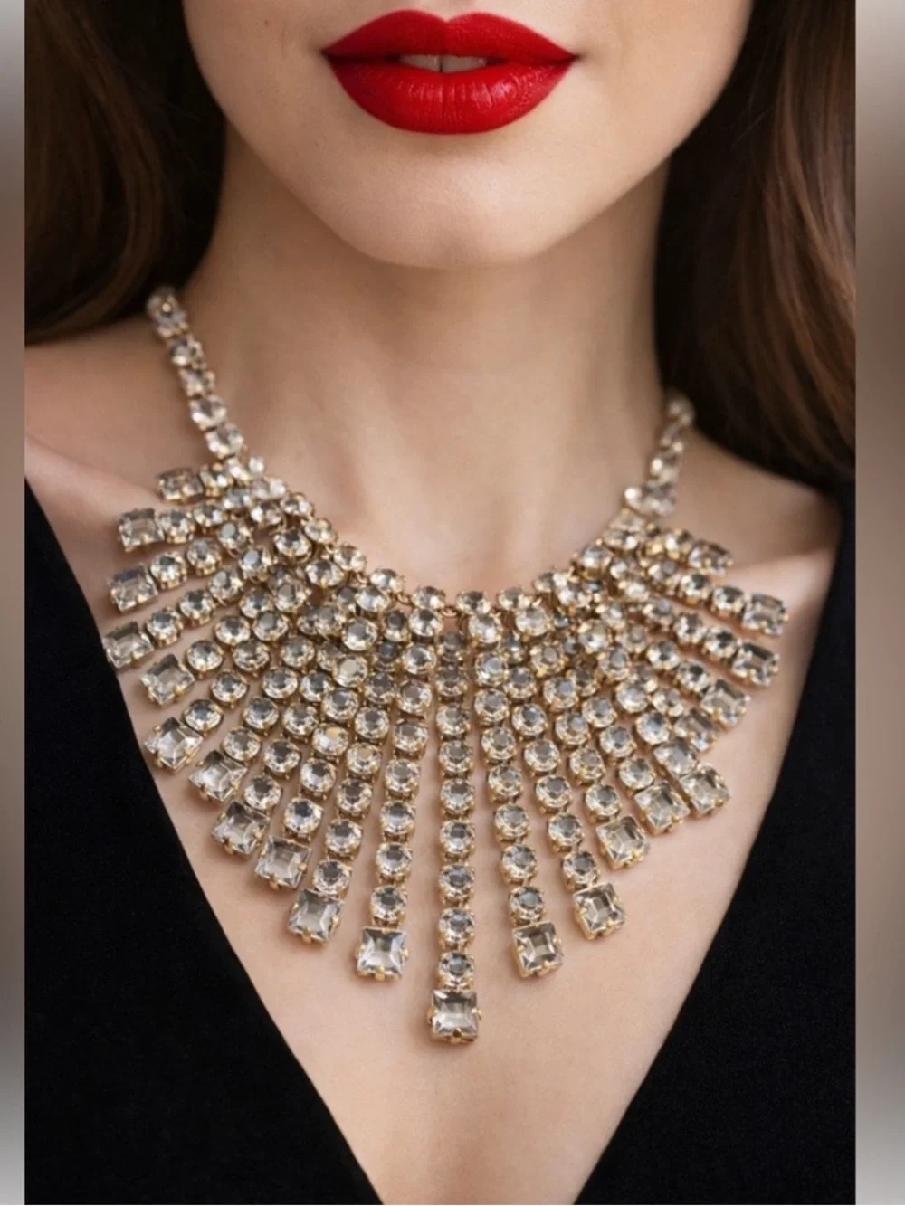 JCrew Crystal Cascading Bib Statement Necklace Vintage